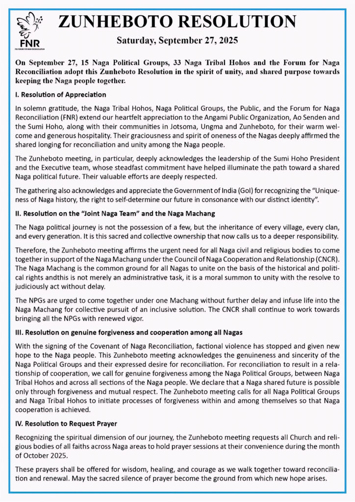 Zunheboto Resolution